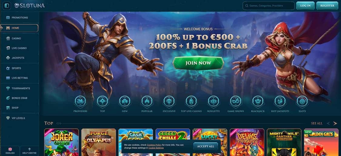 slotuna casino med free spins og bonus